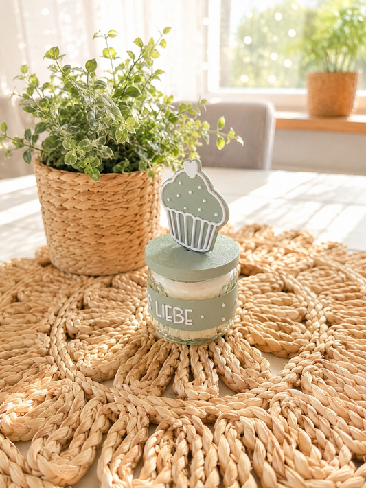 Kerzenbanderole mit Deckel & Cupcake-Topper für IKEA JÄMLIK Kerze – Happy Birthday
