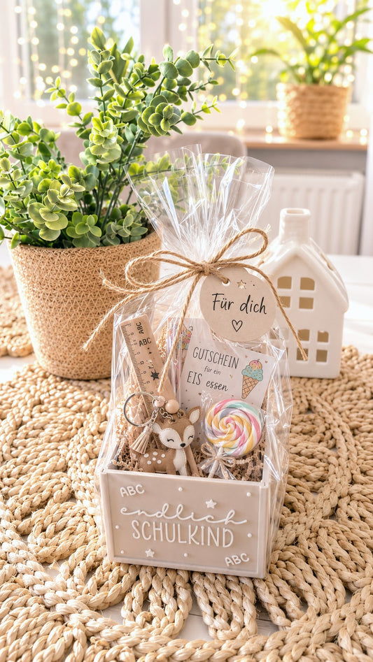 Geschenkbox zur Einschulung – kleine Stiftebox | freie Farbwahl