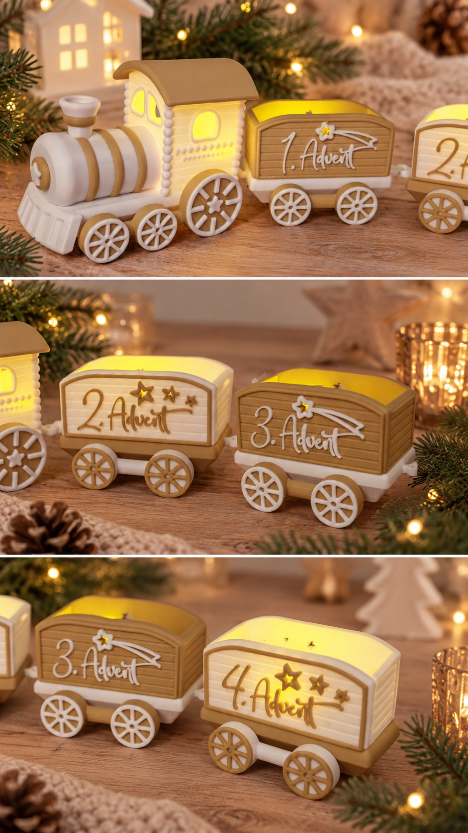 Weihnachtslokomotive „Santa’s Delivery Express“ – mit 4 liebevoll gestalteten Waggons