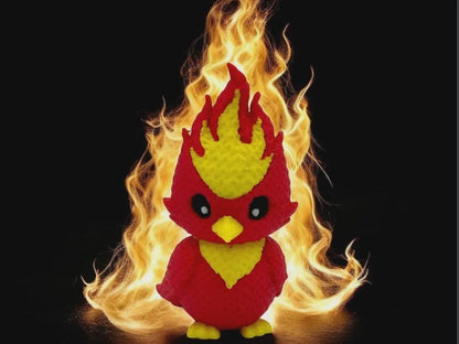 Niedlicher Phönix in Strickoptik  mythische Miniaturfigur