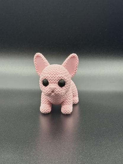 Kleiner Frenchie-Welpe in Strickoptik  süße Miniaturfigur als Deko oder Geschenk für Hundefans