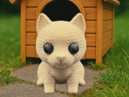 Kleiner Amstaff in Strickoptik  starke Miniaturfigur als Deko oder Geschenk für Hundefreunde