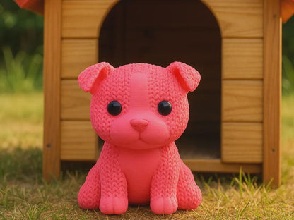 Kleiner Pitbull in Strickoptik  treue Miniaturfigur als Geschenk, Deko oder für Hundefans
