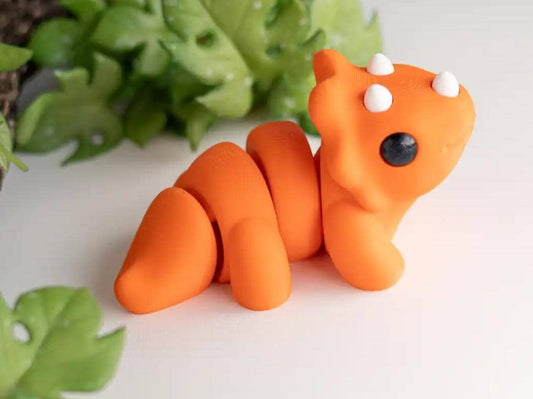 Snuggliez "Baby Triceratops"  Flexi-Figur (3D-gedruckt) | Beweglicher Mini-Dino | Fidget-Tier zum Sammeln | CozyLabs Design