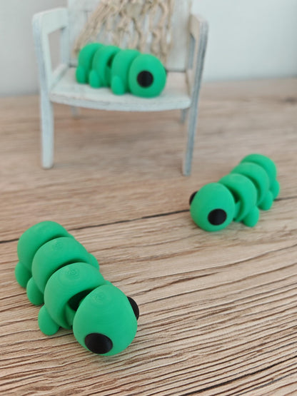 Snuggliez "Baby Raupe"  Bewegliche Flexi-Figur (3D-gedruckt) | Mini-Raupe zum Spielen, Sammeln & Verschenken | CozyLabs Design