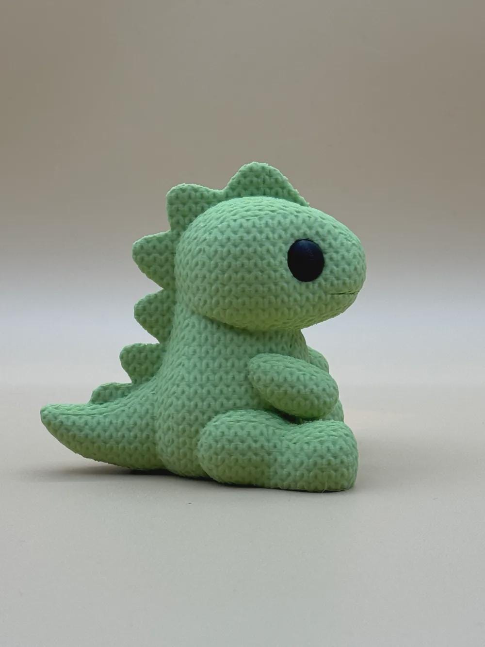 Gestrickter Baby-Dino  niedliche Miniaturfigur mit Strickoptik & Farbwahl