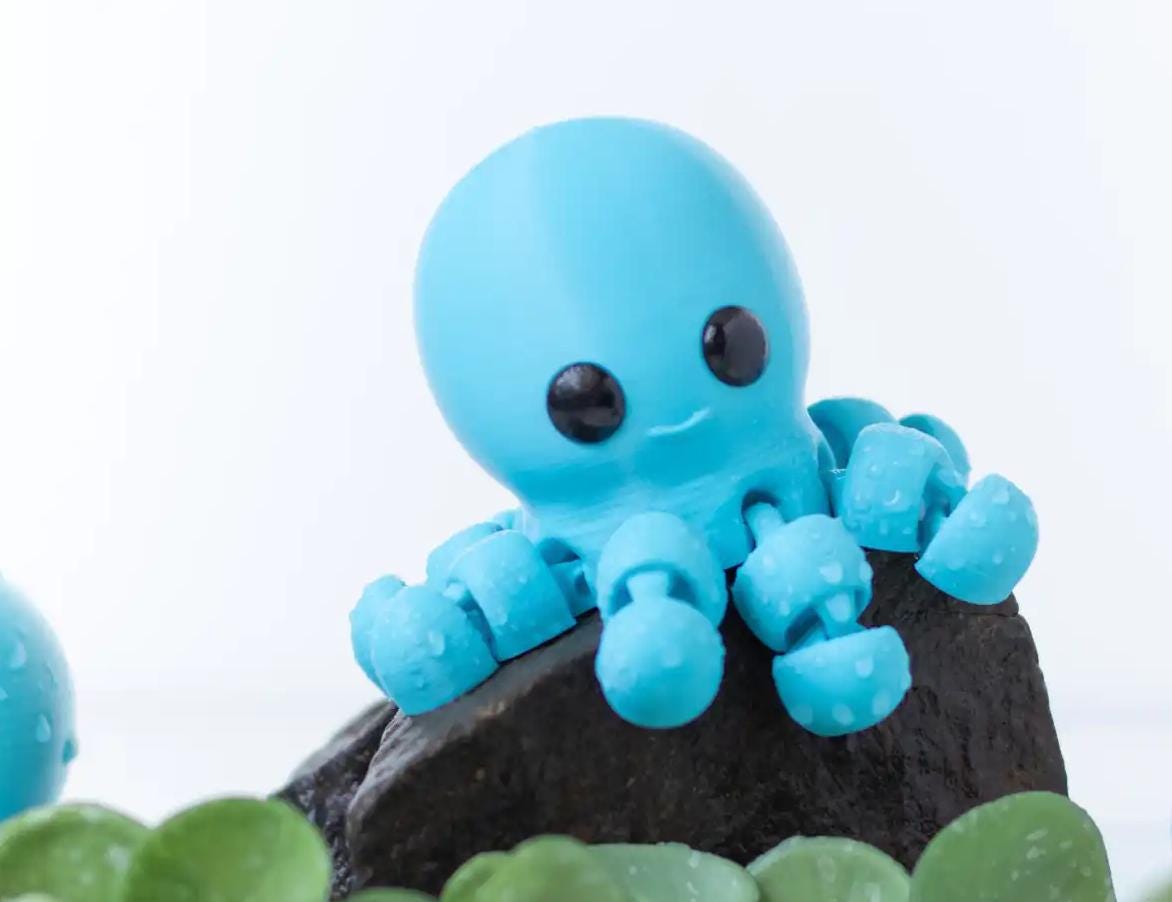 Snuggliez "Baby Oktopus"  Bewegliche Mini-Flexi-Figur (3D-gedruckt) | Fidget-Tier zum Sammeln & Verschenken | CozyLabs Design