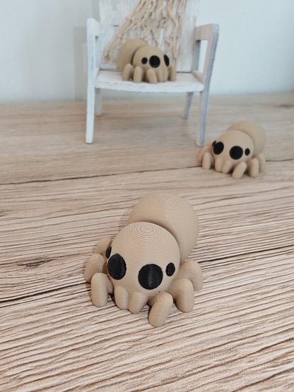 Snuggliez "Baby Spinne"  Bewegliche Flexi-Figur (3D-gedruckt) | Süße Mini-Spinne als Fidget-Tier | CozyLabs Design