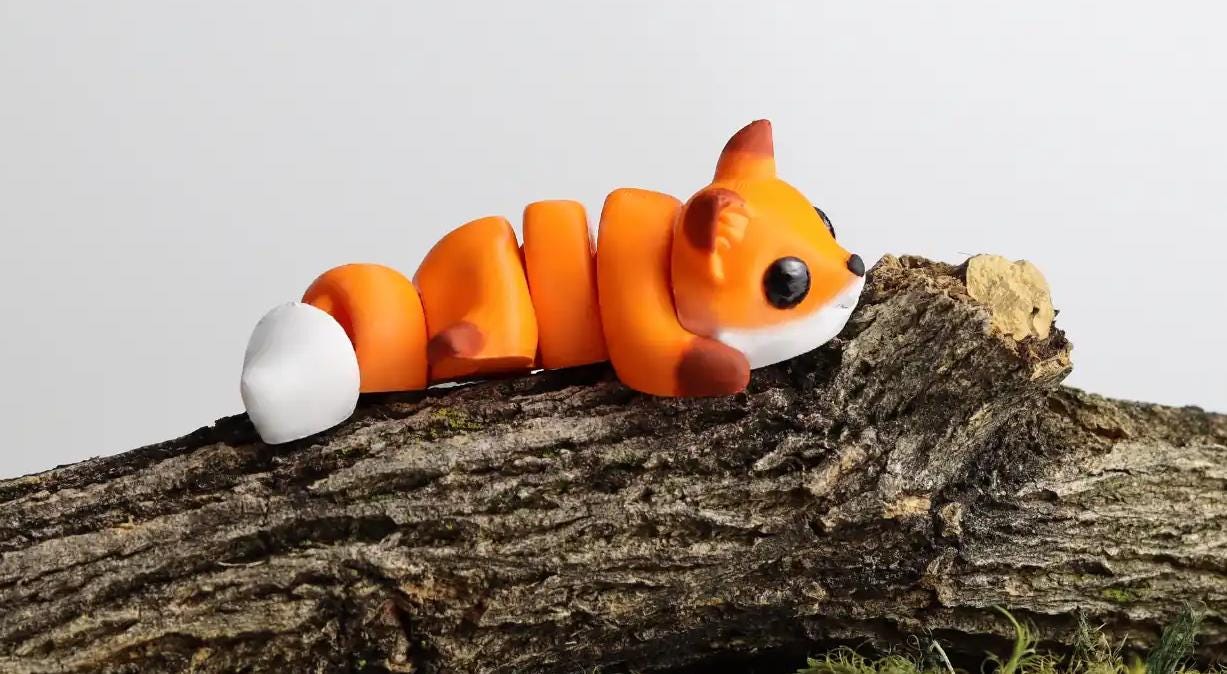 Snuggliez Baby Fuchs“  Flexi-Figur | Bewegliches Mini-Tier zum Spielen & Sammeln | CozyLabs Design