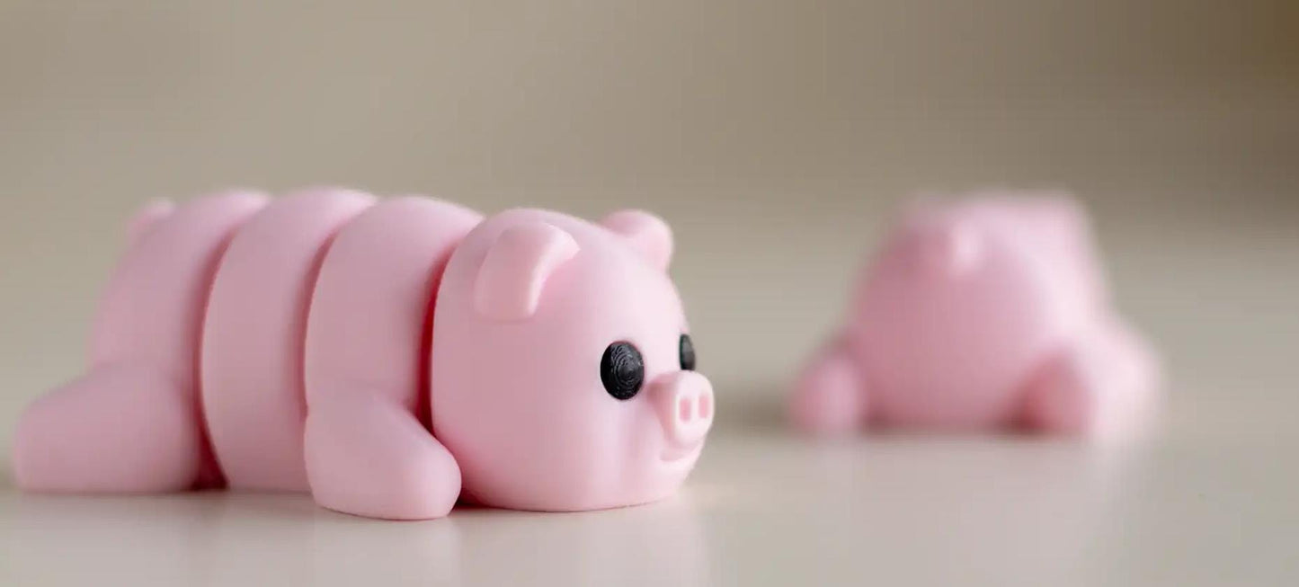 Snuggliez Baby Pig" cute flexi-figure in pink | Lucky charm | Mini animal figure to collect | CozyLabs Design