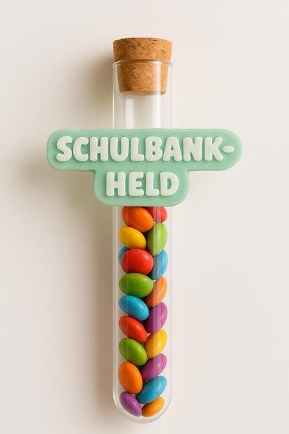 Einschulung  Geschenkröhrchen mit 3D-Schriftzug zum Befüllen | Schulkind 2025, ABC-Held, Hallo Schule & Co. - Tischdeko oder Geschenk
