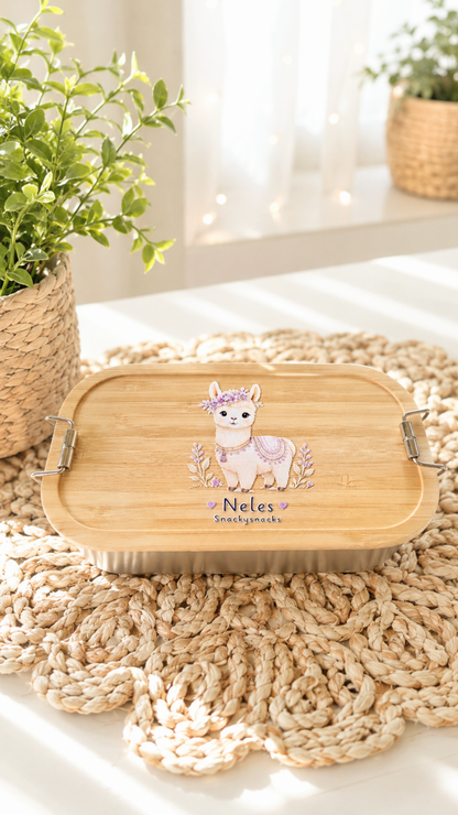 Brotdose personalisiert mit Namen & Wunschmotiv – Butterbrotdose zur Einschulung mit Bambusdeckel | 59 Motive | 700 ml