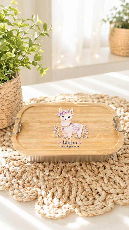 Brotdose personalisiert mit Namen & Wunschmotiv – Butterbrotdose zur Einschulung mit Bambusdeckel | 59 Motive | 700 ml