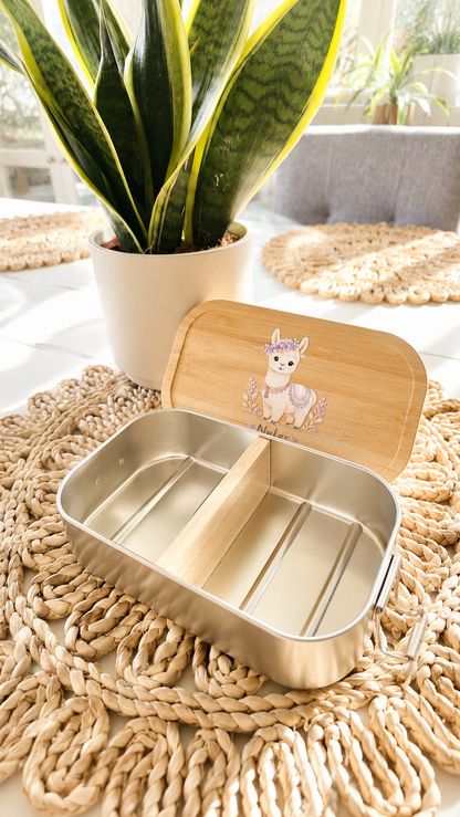 Brotdose personalisiert mit Namen & Wunschmotiv – Butterbrotdose zur Einschulung mit Bambusdeckel | 59 Motive | 700 ml