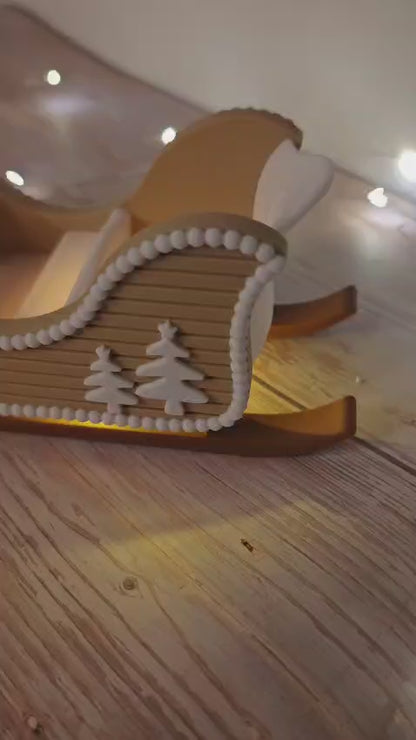 Weihnachtsschlitten mit 3 Rentieren – Rudolf mit roter Nase